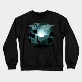 World Wildlife with Map Crewneck Sweatshirt